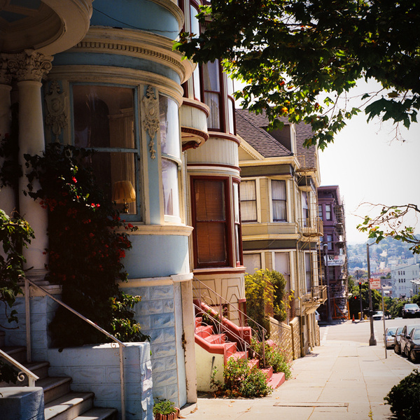"Red Stairs" San Francisco #tumblr #red #house #photographie #picture #color #stairs #san #painted #landscape #cali #audreyevrard #polacolor #colorful #californie #francisco #california