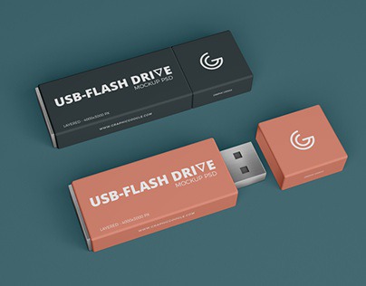 Free Brand USB Flash Drive Mockup PSD