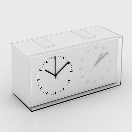 Dezeen » Blog Archive » Home Away Dual Time Alarm Clock by Kit Men #clock #industrial #design