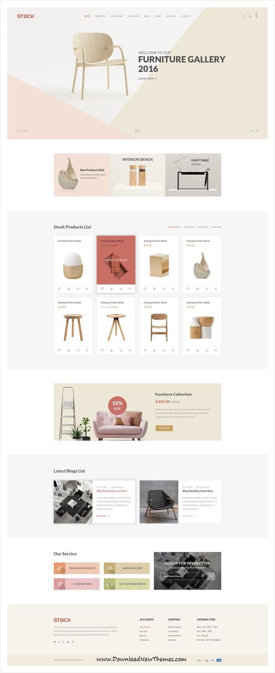 Stock is clean and modern design #PSD template for awesome #furniture store #eCommerce #website with 21+ layered PSD pages to live preview & download click on image or Visit