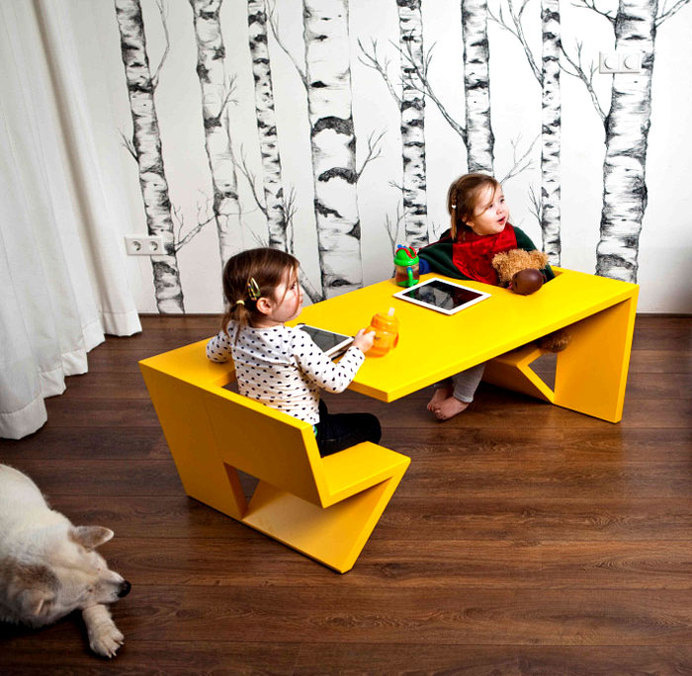 Creative Design to Everyday Objects by Thomas Laurens two seater table unfold thomas laurens 4 #design #furniture #desk #kids #room