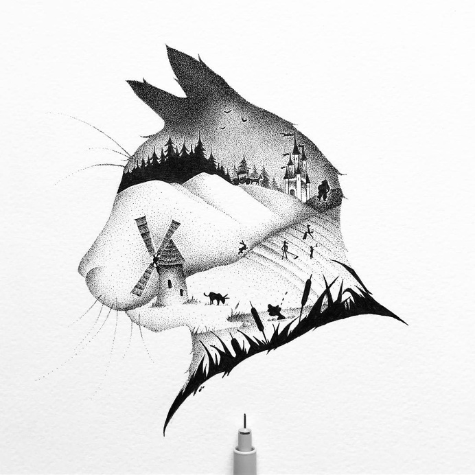 Puss in boots Johann Lucchini @yopich #ink #blackandwhite #drawing #illustration #cat