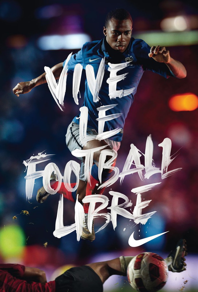 Nike Vive le football libre FFF France football type design graphisme typographie peinture pierre jeanneau