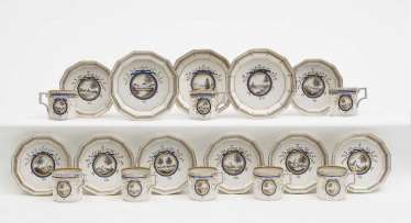 EIGHT mocha cups WITH SAUCERS AND THREE BOWLS Nymphenburg after a model by Dominikus Auliczek #porcelain