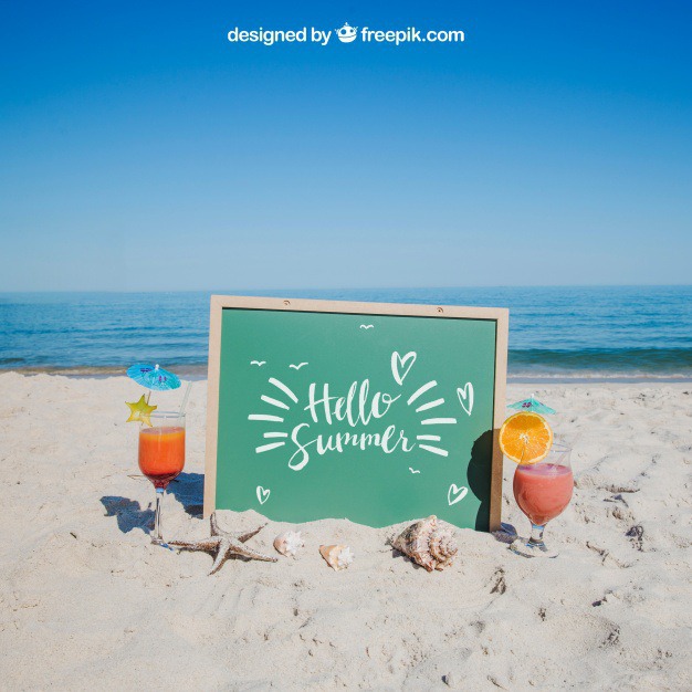 Beach concept with slate and drinks Free Psd. See more inspiration related to Mockup, Summer, Template, Beach, Sea, Sun, 3d, Holiday, Board, Chalkboard, Mock up, Chalk, Cocktail, Drinks, Vacation, Psd, Sand, Summer beach, Sunshine, Mockups, Chalk board, Up, Season, Concept, Slate, Mock, Summertime, 3d mockup, Psd mockup and Seasonal on Freepik.