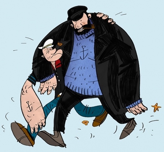 All sizes | Popeye and Captain Haddock | Flickr - Photo Sharing! #popeye #illustration #drawing