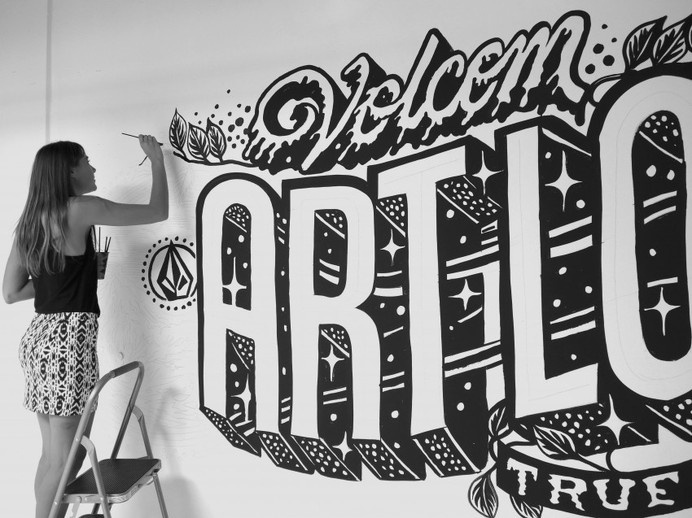 Volcom costa mesa headquarters #white #black #wall #art #and #typography