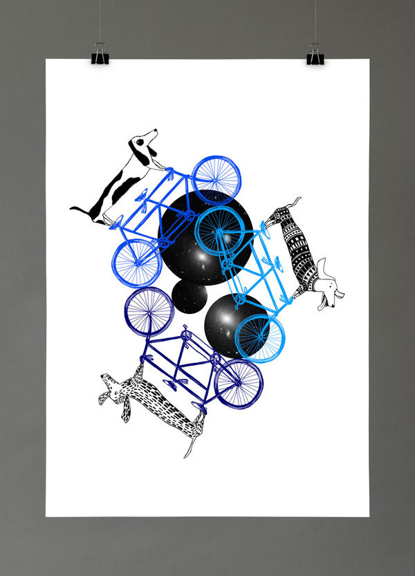 cycling dogs #fischer #dogs #illustration #maria #bike #collage
