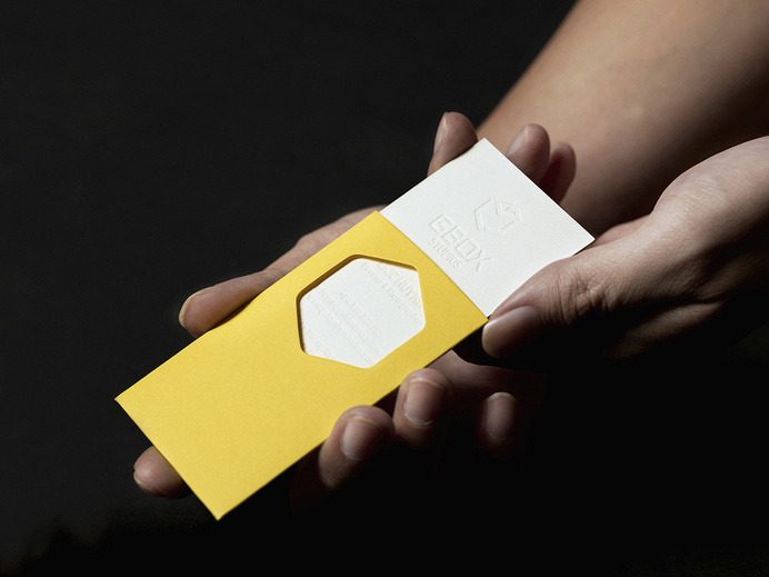 Gbox business card #vietnam #business #stationary #card #yellow #letterpress #deboss