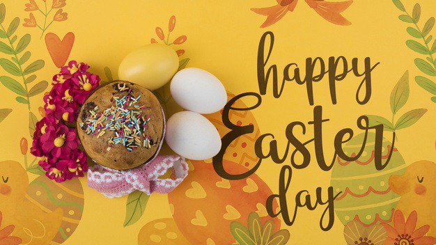 Happy easter day Free Psd. See more inspiration related to Flower, Mockup, Floral, Typography, Chicken, Spring, Leaves, Celebration, Happy, Font, Bow, Holiday, Cupcake, Mock up, Easter, Plant, Drawing, Religion, Egg, Painting, Lettering, Traditional, Test, View, Up, Happy easter, Day, Top, Top view, Eggs, Muffin, Cultural, Tradition, Composition, Mock, Seasonal and Paschal on Freepik.