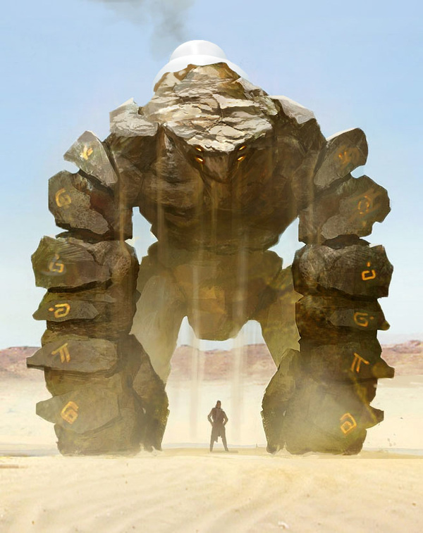 Holem by Leonid Enin #fantasy #giant #rock #illustration #concept #sand #art #monster