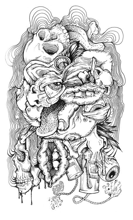 4 Notes/rHide #ink #white #grotesque #body #sketch #black #and #cartoon #drawing #parts