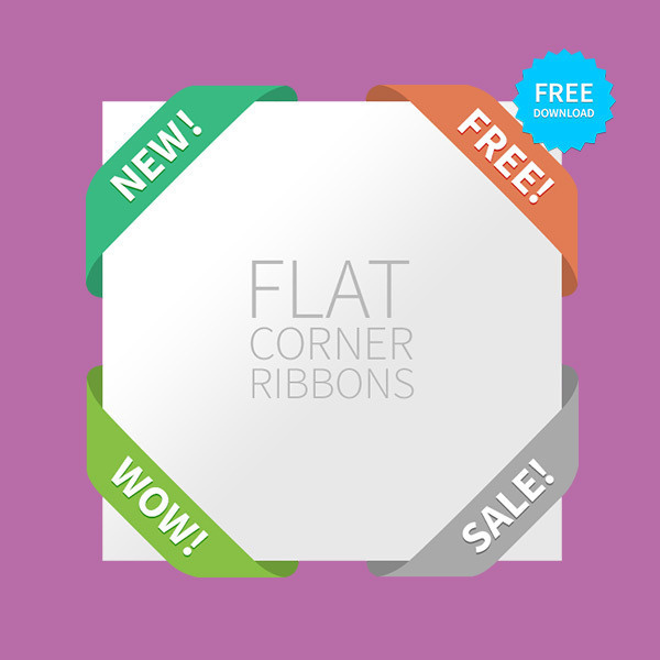 Freebie Flat Corner Ribbons #flat #corner #psd #free #freebie #photoshop #ribbon