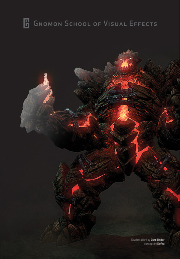 Gnomon School of Visual Effects Folder #visual #effects #debossed #school #embossed #design #lava #presentation #folders #indesign #photoshop #fire #demon #monster #stamped #folder #foil