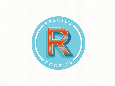 Reggie Southerland #logo #branding #sweets #cookie #typography #perspective #blue #orange #mark #label #sticker