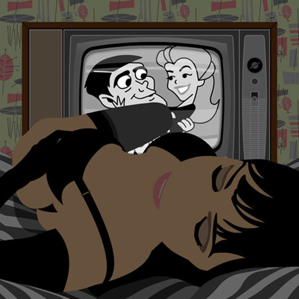 Peter Stanick #sexy #girl #illustration #bed #tv