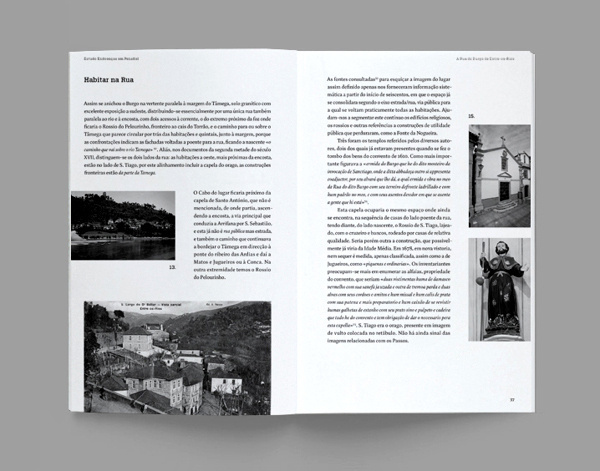 Monograph ‒ "A Rua do Burgo de Entre os Rios" on Behance #pages #design #greyscale #grid #spread #editorial