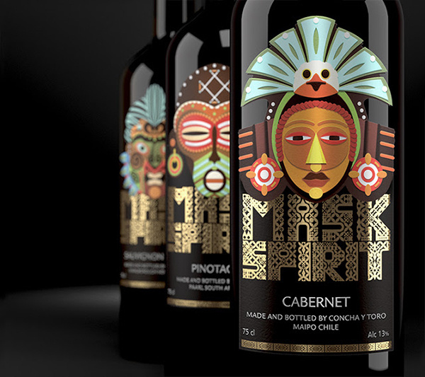 Mask Spirit. Collection of New World wines #packaging #design #wine #label #masks