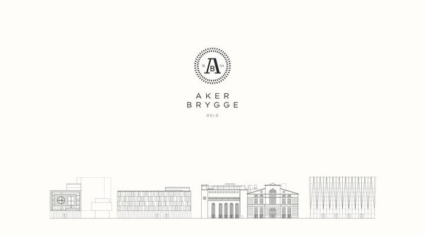 Aker Brygge — Logotype & the main street Stranden. Design by Sans Colour. #logotype #brygge #design #sans #aker #stranden #street #main #colour