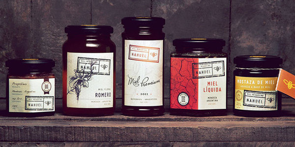 Nahuel Honey #stamp #packaging #icon #classic #bee #label #vintage #honey #logo #pack
