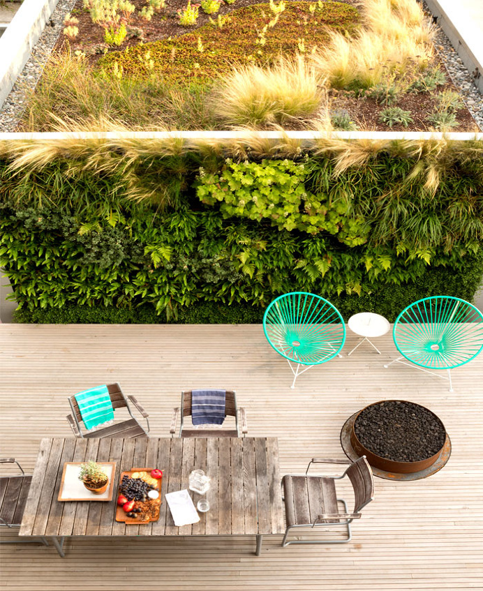 Modern House in Vancouver with a Green Wall at Backyard - InteriorZine