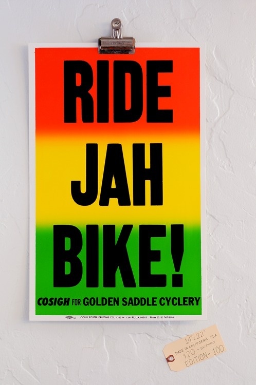 Ride Jah Bike #cyclery #rasta #los #cosigh #silver #printing #golden #poster #angeles #lake #colby #california #saddle