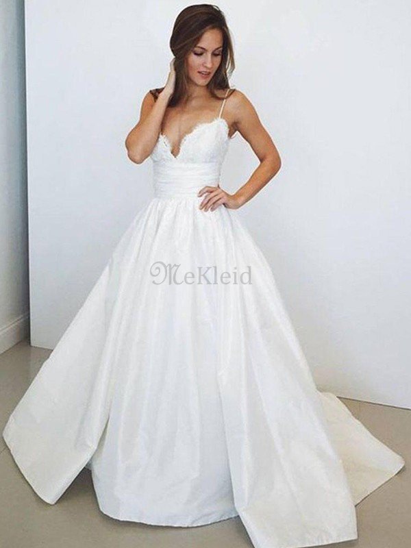 Gerüschtes Satin Graziös Sweep Train Brautkleid ohne Ärmeln mit Natürlicher Taille