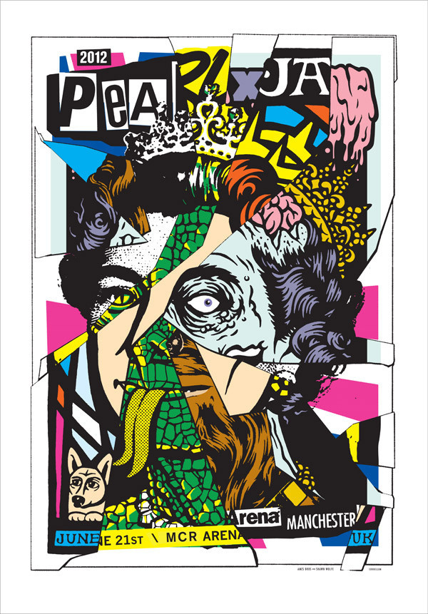 Pearl Jam Manchester, UK 2012 #jam #bros #ames #illustration #poster #pearl