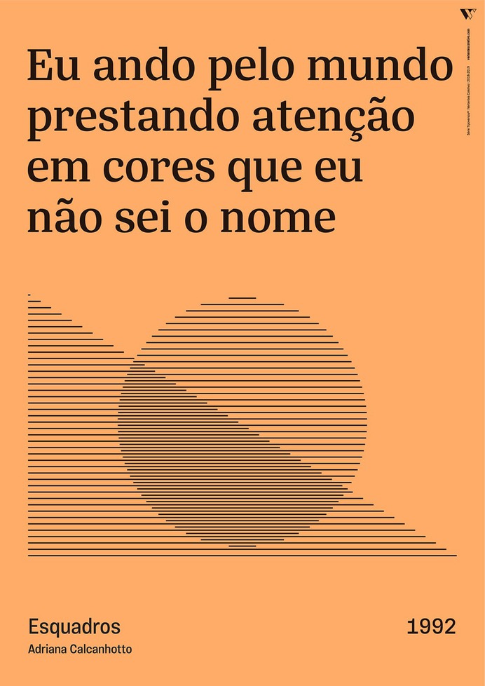 Tipoversos Identity - Mindsparkle Mag Lyrics are the visual and textual manifestation of a song and inspire Tipoversos, a series of 15 posters about brazilian music with lyrics that bring reflection, protest and a certain dose of hope. This beautiful project was designed by Johnny Brito. #logo #packaging #identity #branding #design #color #photography #graphic #design #gallery #blog #project #mindsparkle #mag #beautiful #portfolio #designer
