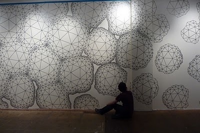 daedalsmith: Day one- drawing on Space's wall #geometry #fulker #wall #clint #drawing
