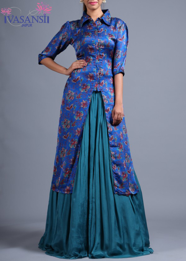 Vasansi Blue Silk Indo western