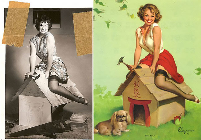 Classic Pin-Up Girls Before And After Editing: The Real Women Behind Those Gil Elvgren's Incredible Paintings