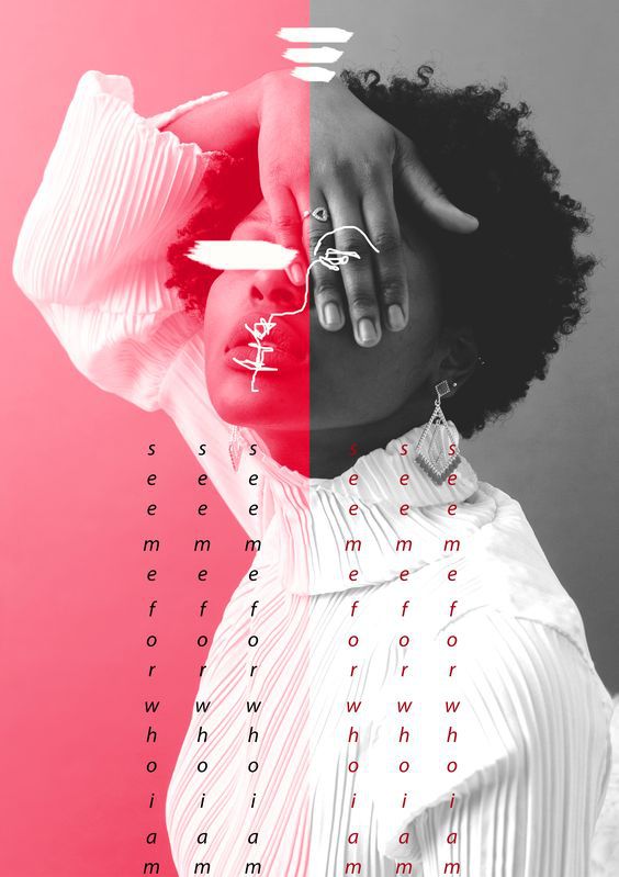 Minimal artistic poster design red accent lettering.