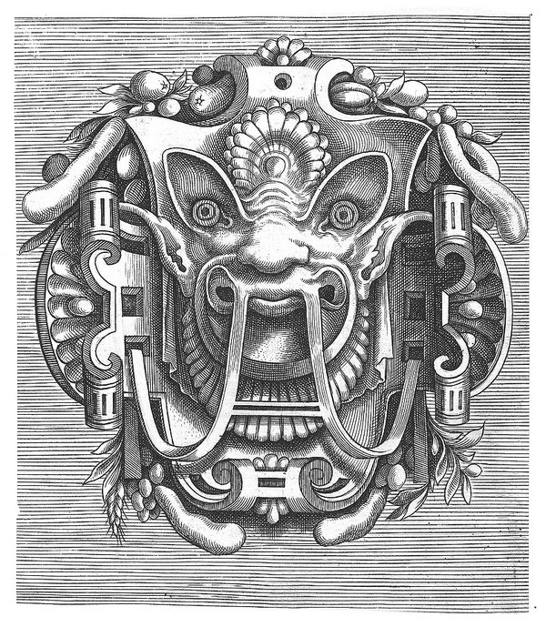 A mask tells us more than a face but does it float #illustration #mask #vintage #etching #aztec #face
