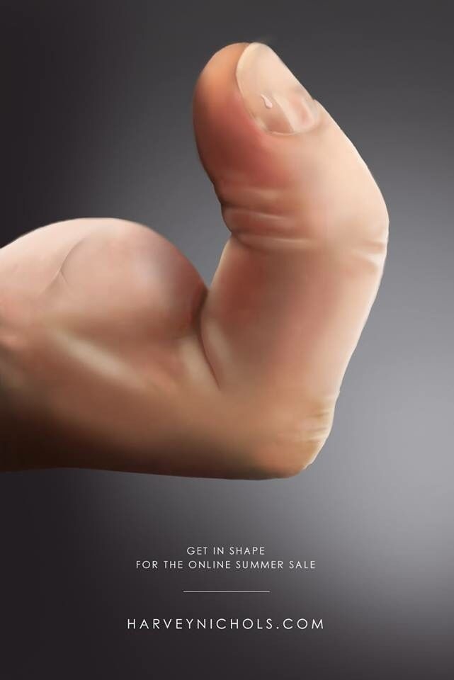 Get in shape for the online summer sale. Harvey Nichols. #advert #advertising #concept #finger #illustration #ideas #painting #fashion #ad #