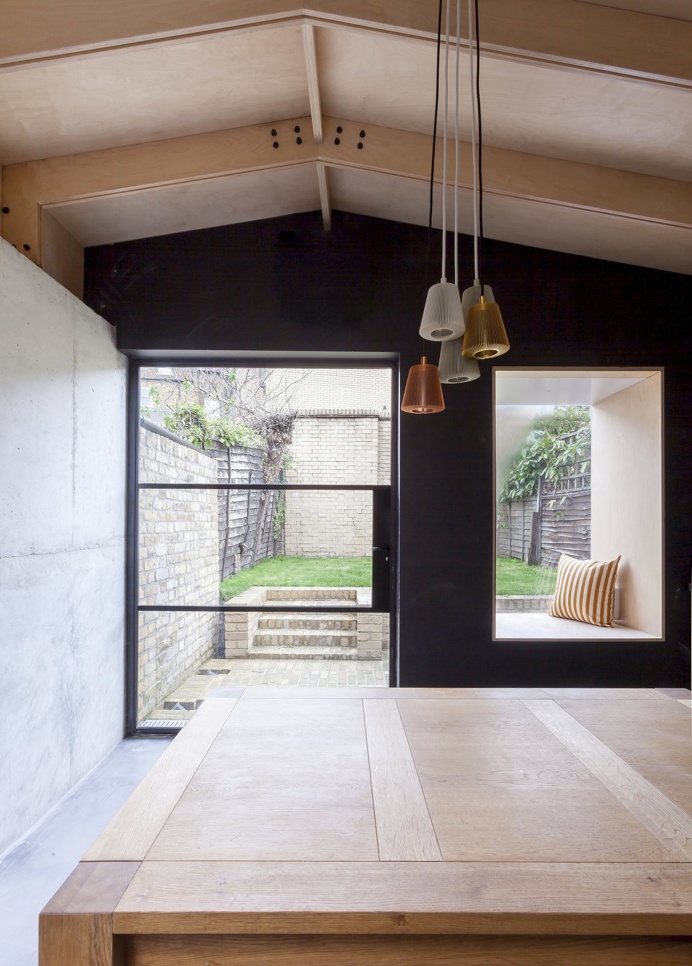 Plywood House by Simon Astridge. #concrete #plywood #simonastridge #nook #backyard #minimal #door #window