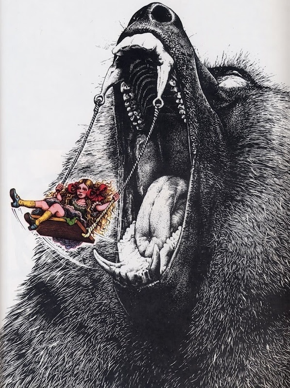 Marieaunet: Jean Solé - Animaleries #bear #illustration #girl #swing
