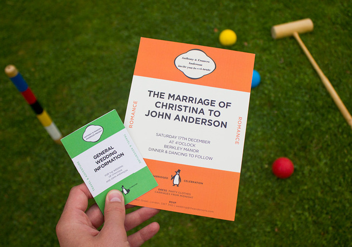 Classics wedding invitation #gill #classics #invitation #print #english #orange #sans #vintage #penguin #layout #wedding #typography