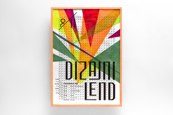 Designeyland / Dizajnilend on Behance #frame #croatia #fluorescent #portfolio #design #color #workshop #review #paint #triangle #behance #handmade #poster #acryl #type