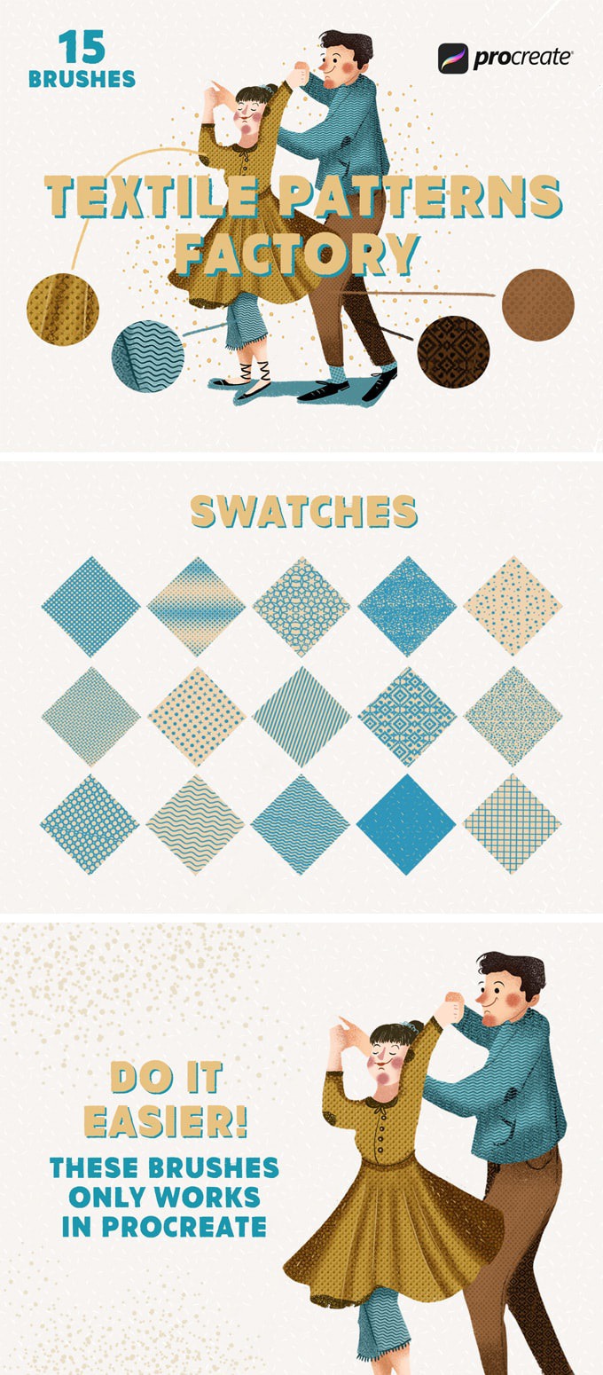 Textile Factory Free Procreate Brushes by Pixelbuddha