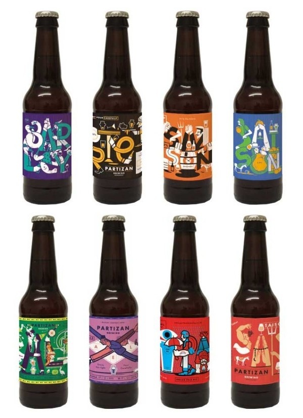 Etiquetas ilustradas para la cerveza artesanal Partizan Brewing #illustration #label #beer