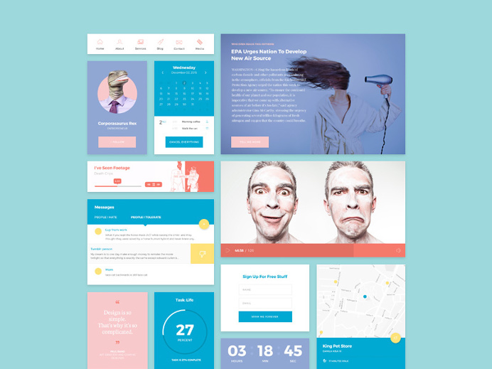 Inspired by Pantone's Colors of Spring 2016 & material design this ui kit will help you speed up your projects. #materialdesign #ui