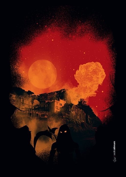 The Assassin #assassin #doom #print #war #night #fire #poster #dark #skull #death #moon