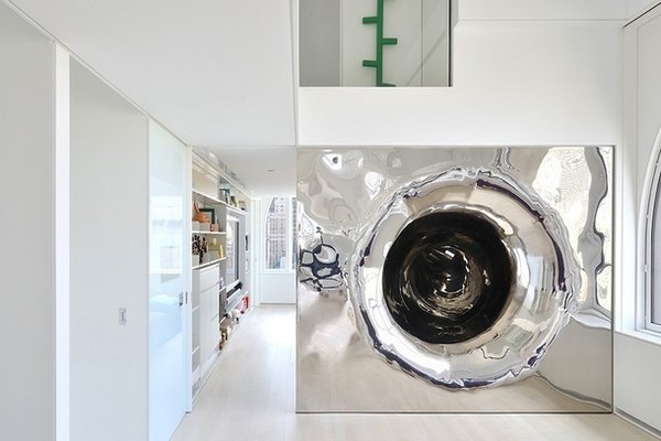 Mirror tube for sliding #interior #artistic #penthouse #apartment #fun