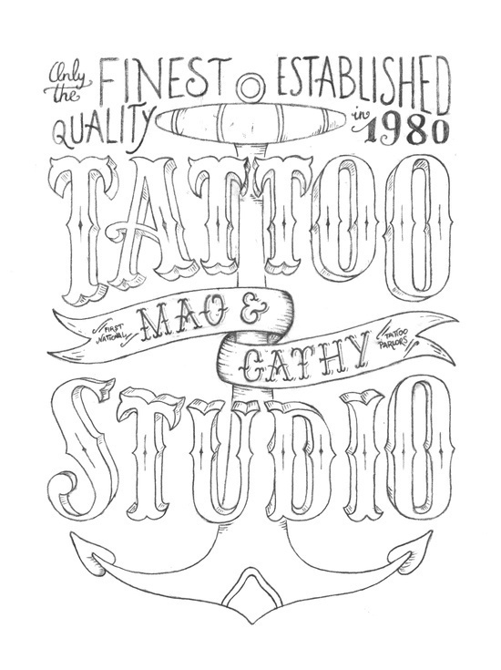 (WIP) Sketching a hand–painted sign for a tattoo studio #tattoo #lettering #sketch
