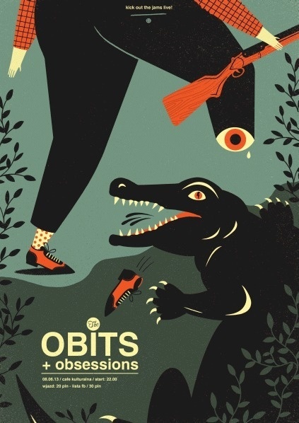 GigPosters.com - Obits - Obsessions #crocodile #eye #illustration #poster #predator