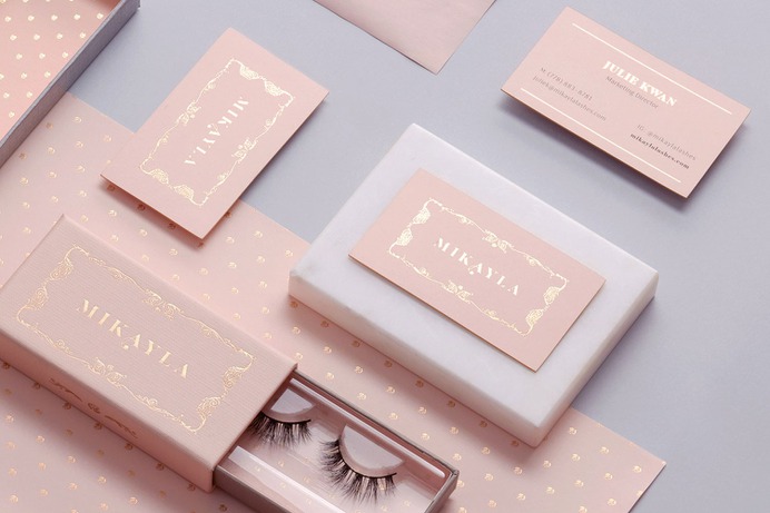 Mikayla Eyelashes Packaging - Mindsparkle Mag Designed for the ultra feminine expression, arithmetic´s approach was to capture all of the special qualities of a French dressing room, expressed through the colour palette, delicate rosette design surface pattern and the Art Nouveau line work. #logo #packaging #identity #branding #design #color #photography #graphic #design #gallery #blog #project #mindsparkle #mag #beautiful #portfolio #designer