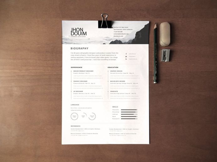 Biography Resume - Simple Free Resume Template