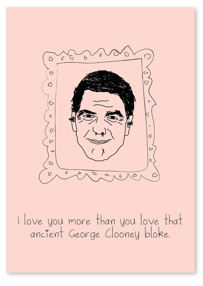 Nadia Salam Design : Photo #valentines #frame #famous #george #pink #illustration #valentine #funny #love #clooney