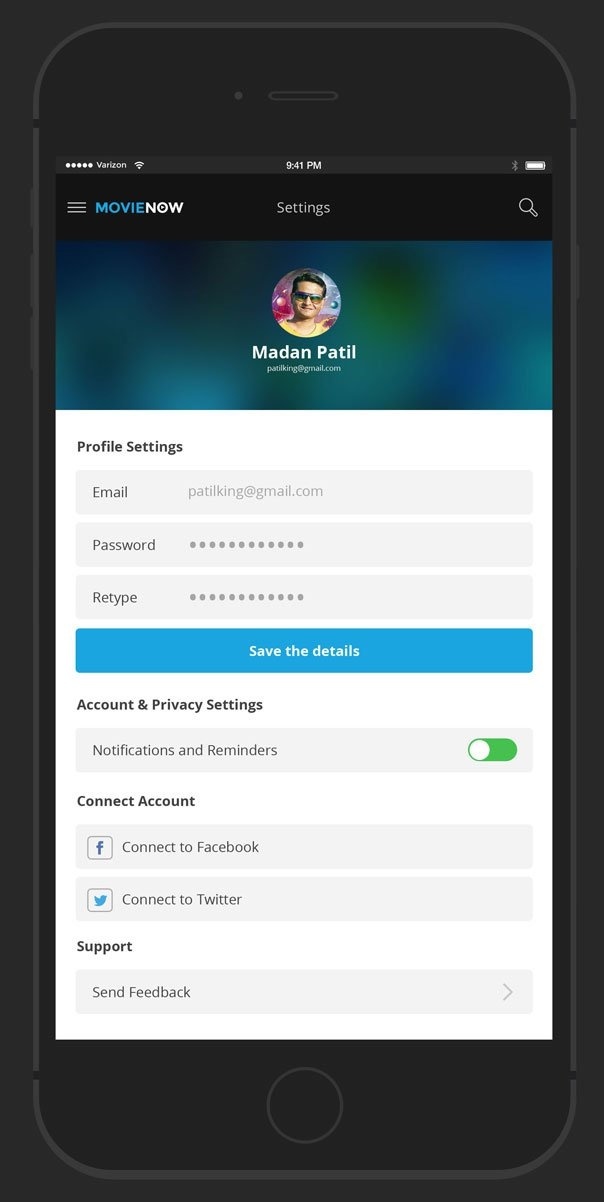 MovieNow – 7 Free Movie iPhone App Screens Design PSD